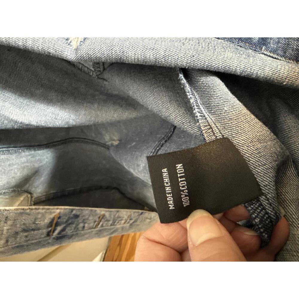 Thrill distressed full length jean jacket Small - Picture 6 of 8